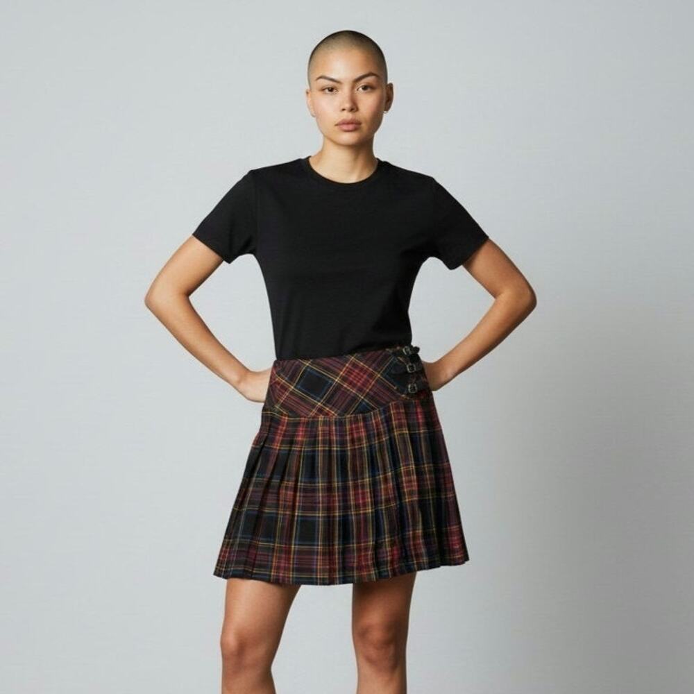Vintage Tarazza Plaid Tartan Pleated Skirt Punk Grunge Dark Academia 9/10